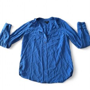100% Silk J. Crew Vibrant Blue Women's Blouse